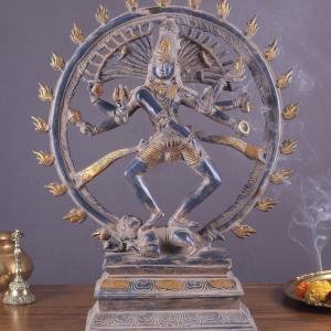 Vintage Brass Nataraja Sculpture | 20" x 17" x 6" | 12 kg | Blue Patina Finish | Dancing Shiva Cosmic Dance | Sacred Hindu Art | Jaipurio